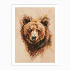 Brown Bear Pastel Watercolour 2 Poster