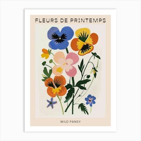 Spring Floral French Poster  Wild Pansy 4 Art Print