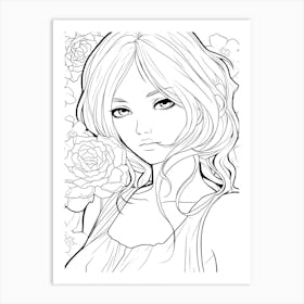 Bloom Body Girl Line Art 15 Art Print