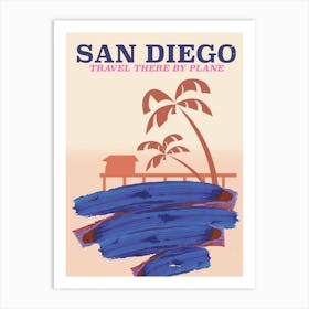 San Diego "Travel there by plane" Vintage style travel poster Art Print