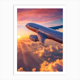 Airliner In Flight - Reimagined Art Print