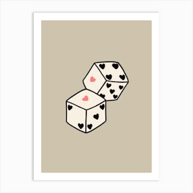 Heart Dice Beige Art Print