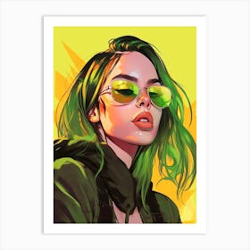 Billie Eilish Green Portrait 5 Art Print