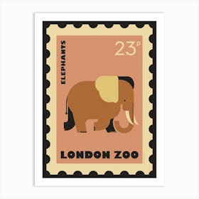 London Zoo Stamp Elephant Kids Art Print Art Print