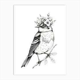 Bird In A Flower Crown Art Print