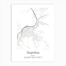 Dupnitsa,Bulgaria Minimalist Map Art Print