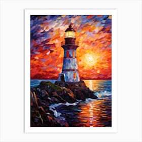 Lighthouse At Sunset 1 Art Print