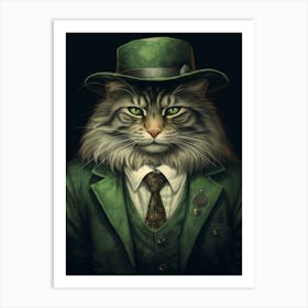 Gangster Cat Norwegian Forest Cat 3 Art Print