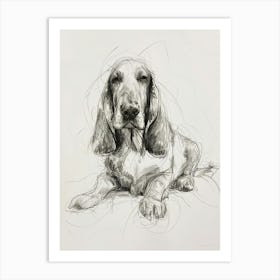 Basset Hound Dog Charcoal Scribble Art Print