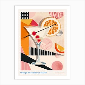 Art Deco Fruity Orange & Cranberry Cocktail 3 Poster Art Print