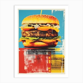 Retro Burger Risograph Inspired 3 Art Print