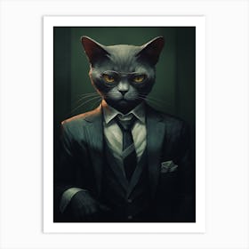 Gangster Cat Russian Blue 2 Art Print