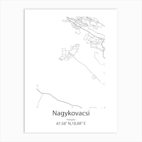 Nagykovacsi,Hungary Minimalist Map Art Print