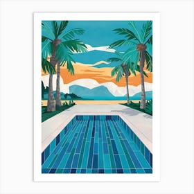 Pool With Palm Trees Art Print