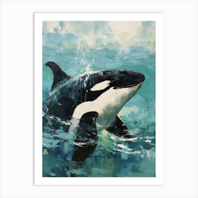 Close Up Impasto Style Painting Of An Orca Whale Art Print