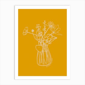 Flowers And Leaves In Yellow Art Print