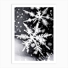 Nature, Snowflakes, Black & White 1 Art Print