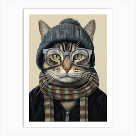 American Shorthair Cat With Glasses Art Print