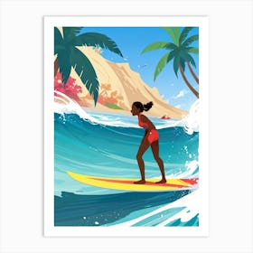 Surfer Girl In Bikini Art Print