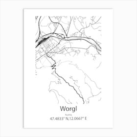 Worgl,Austria Minimalist Map Art Print