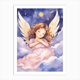 Little Angel Sleeping In The Clouds Art Print