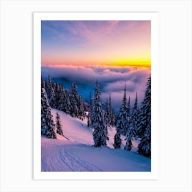 Engelberg, Switzerland Sunrise 1 Skiing Poster Art Print