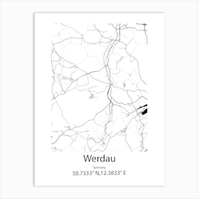 Werdau,Germany Minimalist Map Art Print