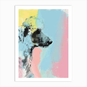 Poodle Dog Pastel Line Watercolour Illustration  3 Art Print