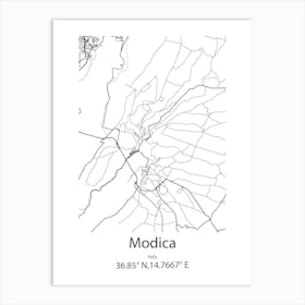 Modica,Italy Minimalist Map Art Print