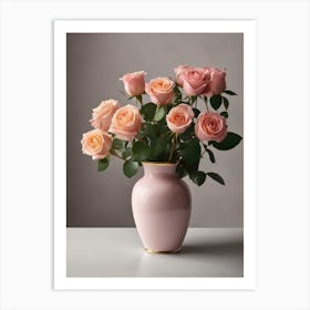 A Vase Of Pink Roses 65 Art Print