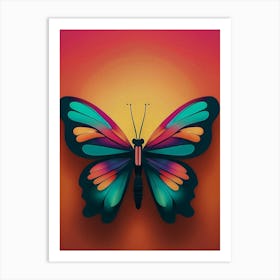 Butterfly On Sunset Background Art Print