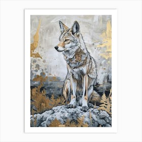 Coyote Precisionist Illustration 1 Art Print