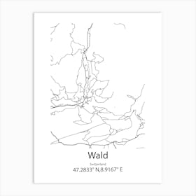 Wald,Switzerland Minimalist Map Art Print