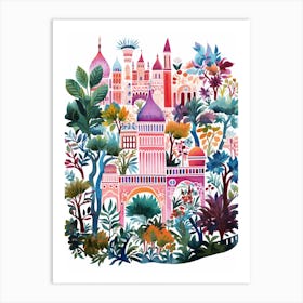 Tivoli Gardens Italy Modern Illustration 1 Art Print