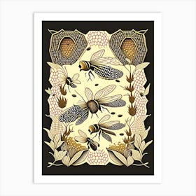 Beehive With Swarming Bees 3  Vintage Art Print