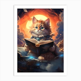 Cat Reading A Book 1 Art Print