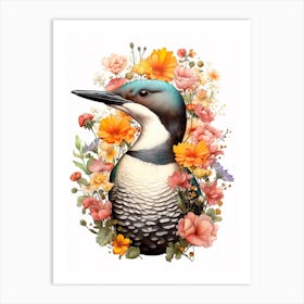 Bird With A Flower Crown Common Loon 2 Art Print