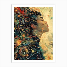 Whimsical Asian Man In Deep 2 Art Print