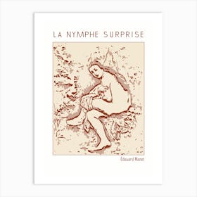 Line Art Minimalist – La Nymphe Surprise – Édouard Manet – Classic Painting 1 Art Print