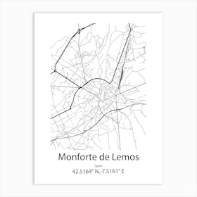 Monforte De Lemos,Spain Minimalist Map Art Print