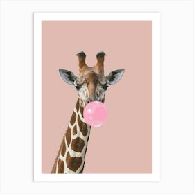 Giraffe Chewing Gum Canvas Print Art Print