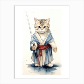 American Shorthair Cat As A Jedi 1 Art Print