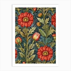 William Morris Red Flowers Art Print