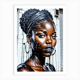 Graffiti Mural Of Beautiful Black Woman 405 Art Print