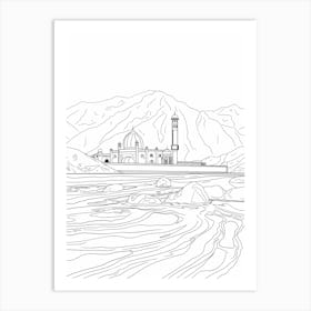 Masherbrum Pakistan Line Drawing 8 Art Print