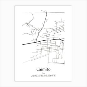 Caimito,Cuba Minimalist Map Art Print