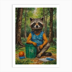 Raccoon In The Woods 2 Art Print