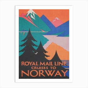 Royal Mail Line Cruises To Norway Vintage Travel Poster Art Print