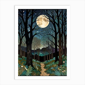 William Morris Full Moon In The Woods 2 Art Print