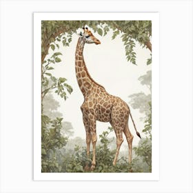 Vintage Giraffe Illustration Art Print